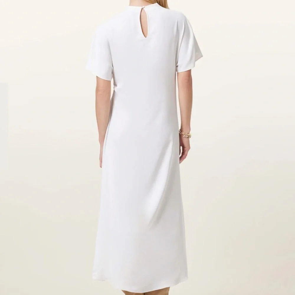 All Saints White Asymmetrical Ruched Sheath Midi Dress Women’s Size 12 - Picture 3 of 4